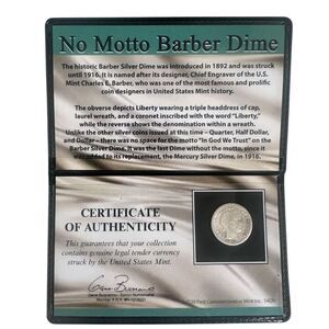No Motto Barber Dime Collectible Coin